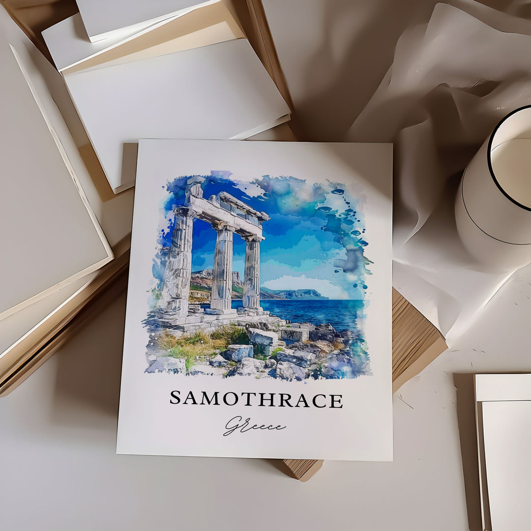 Samothrace Greece Art, Samothrace Thrace Print, Samothrace Watercolor, Samothrace Gift,