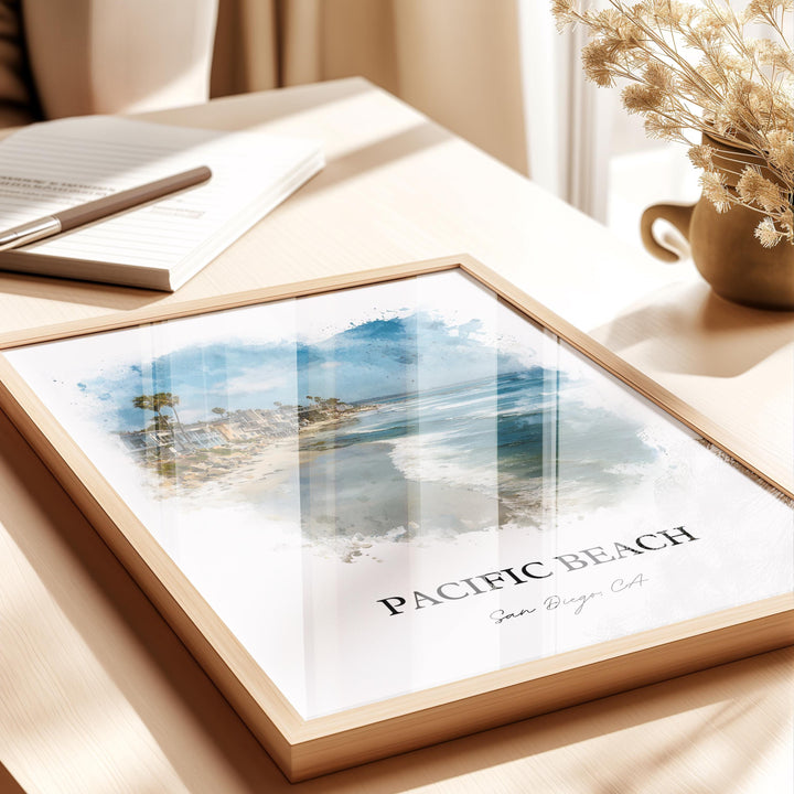 Pacific Beach, California – Watercolor Art Print
