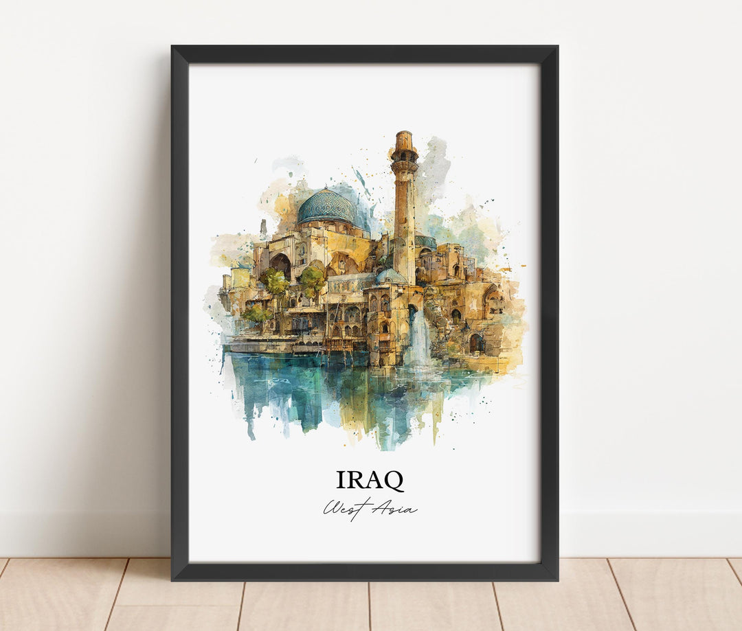 Iraq Wall Art, Iraq Country Print, Asia Watercolor Art, Iraq Gift, Travel Print, Travel Poster, Housewarming Gift