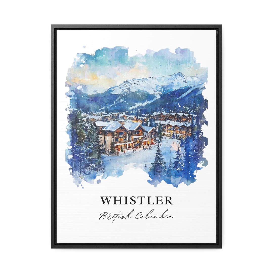 Whistler BC Wall Art, Whistler Village Print, Whistler Ski Watercolor, Vancouver Ski Gift, Travel Print, Travel Poster, Housewarming Gift