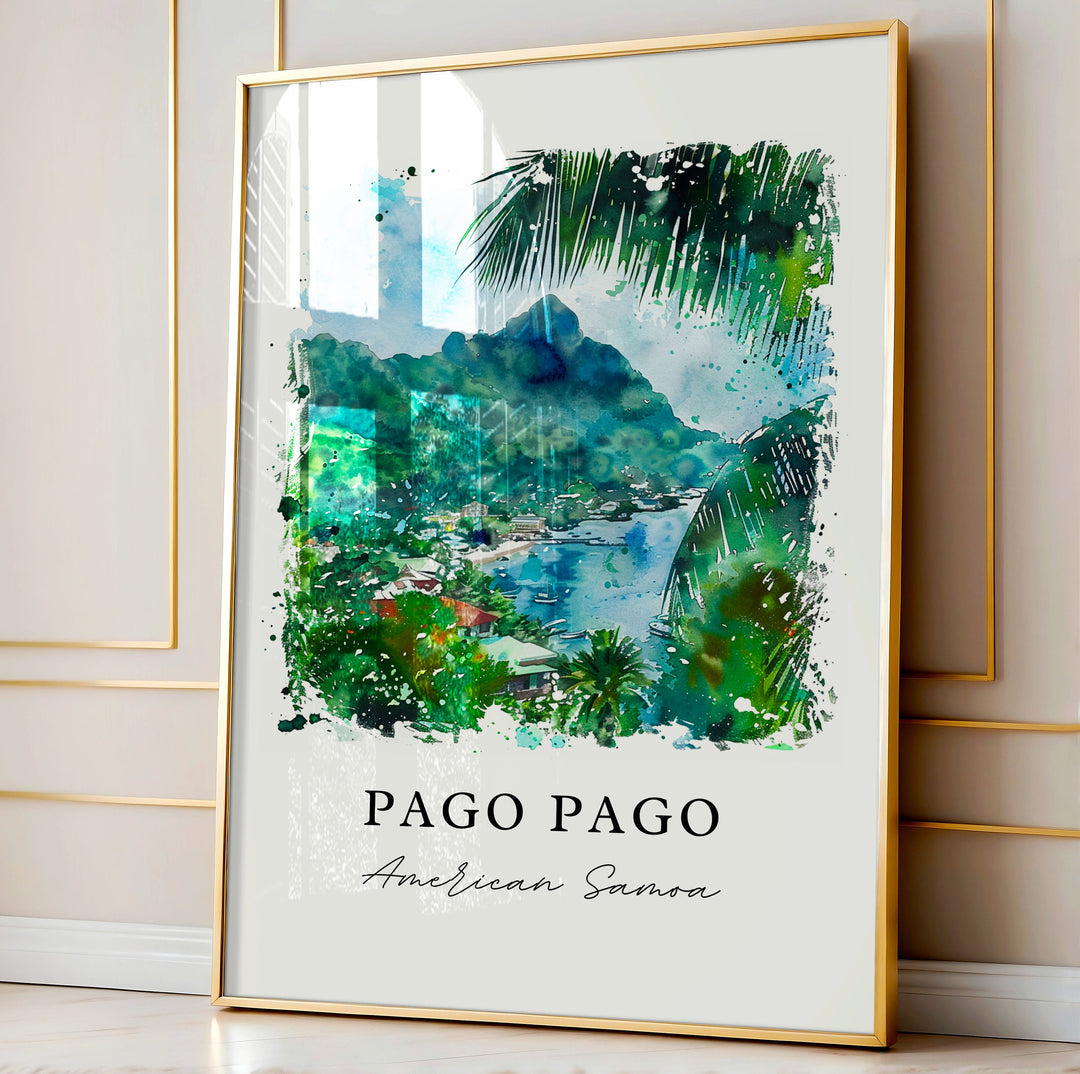 Pago Pago Wall Art, Pago Pago Print, Pago Pago Watercolor, Pago Pago Papua New Guinea Gift,