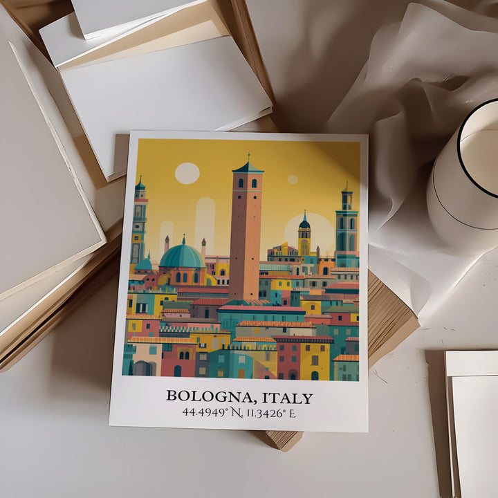 Bologna Italy Art, Bologna Retro Travel Art, Bologna Home Decor, Bologna Italy Gift, Italy Travel Art, Travel Prints, Housewarming Gift