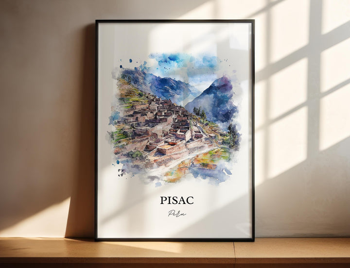 Pisac Peru Wall Art, Sacred Valley Region Peru Print, Peru Watercolor Art, Pisac Peru Gift, Travel Print, Travel Poster, Housewarming Gift