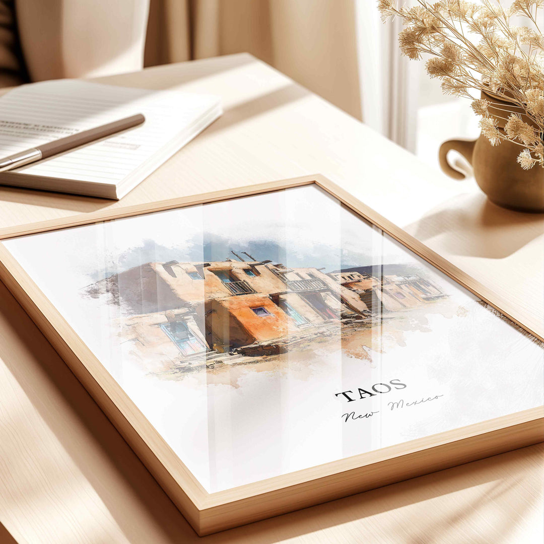 Taos, New Mexico – Watercolor Art Print