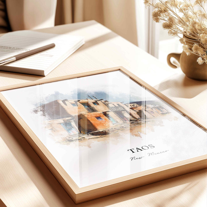 Taos, New Mexico – Watercolor Art Print