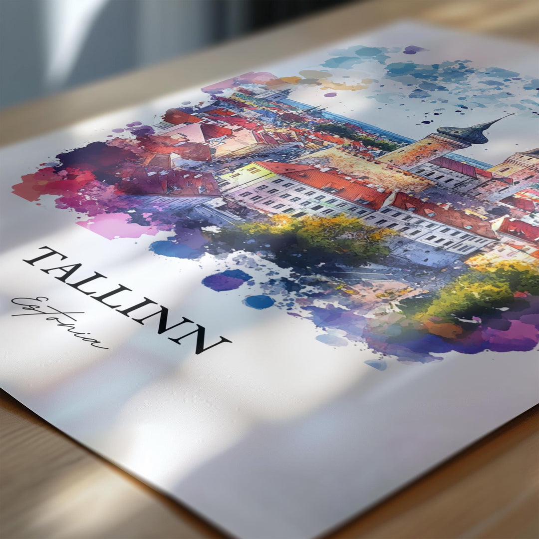 Tallinn Wall Art, Tallinn Skyline Print, Estonia Watercolor Art, Tallinn Estonia Gift, Travel Print, Travel Poster, Housewarming Gift