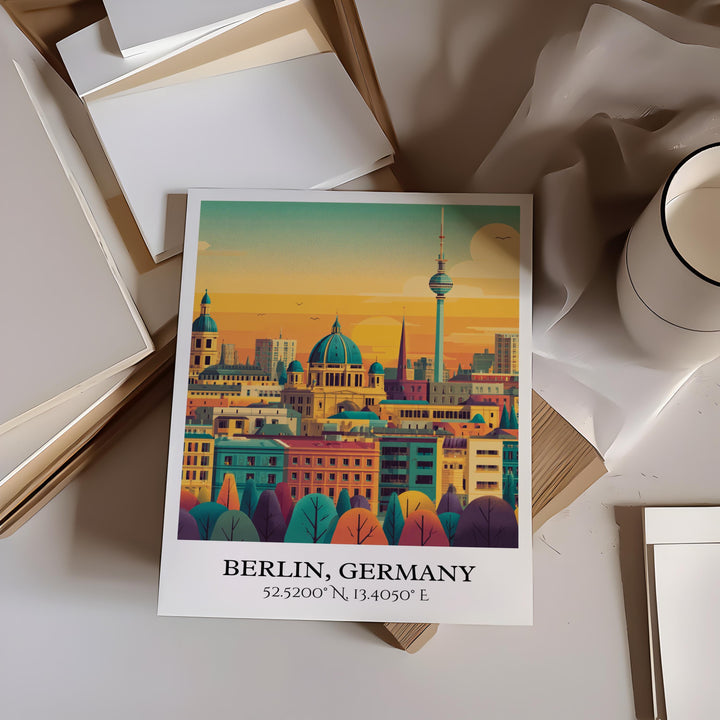 Berlin Art, Berlin Retro Travel Art, Berlin Home Decor, Berlin Germany Gift, Germany Travel Art, Travel Prints, Housewarming Gift