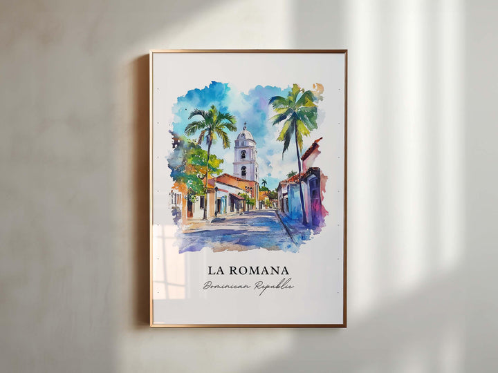 La Romana DR Wall Art, Domican Republic Print, La Romana Watercolor Art, La Romana DR Gift,