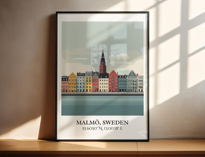 Malmo Sweden Art, Malmo Retro Travel Art, Malmo Home Decor, Malmo Sweden Gift, Sweden Travel Art, Travel Prints, Housewarming Gift