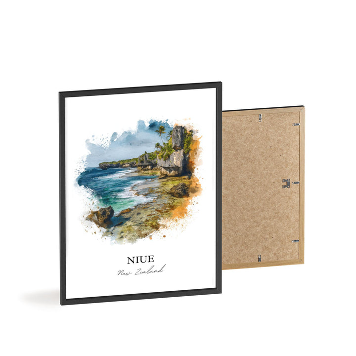 Niue Wall Art, New Zealand Print, Niue NZ Watercolor, Niue Gift, Niue Travel Print, New Zealand Travel Poster, Housewarming Gift