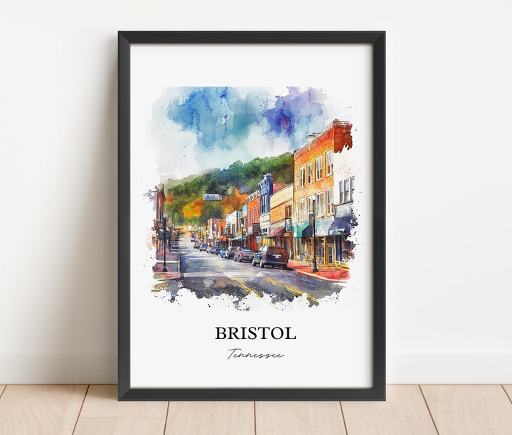 Bristol TN Wall Art, Sullivan County Print, Tennessee Watercolor Art, Bristol Tennessee Gift, Travel Print, Travel Poster, Housewarming Gift