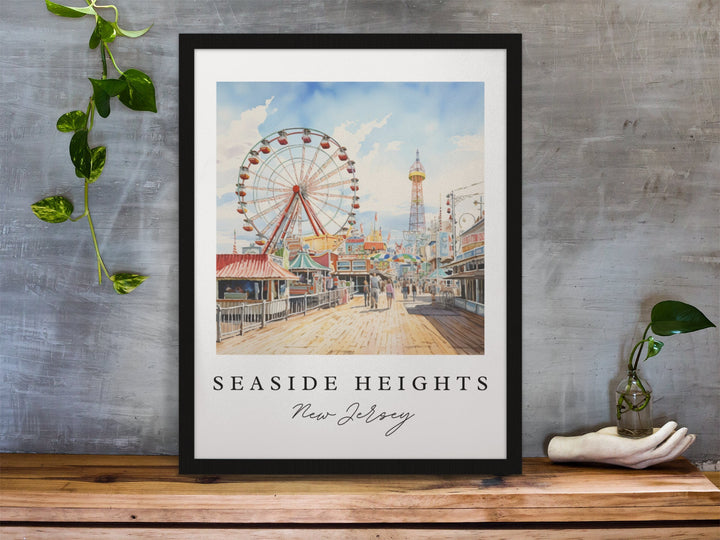 Seaside Jersey Shore traditional travel art - Seaside, Jersey Shore poster, Wedding gift, Birthday present, Custom Text, Personalized Gift