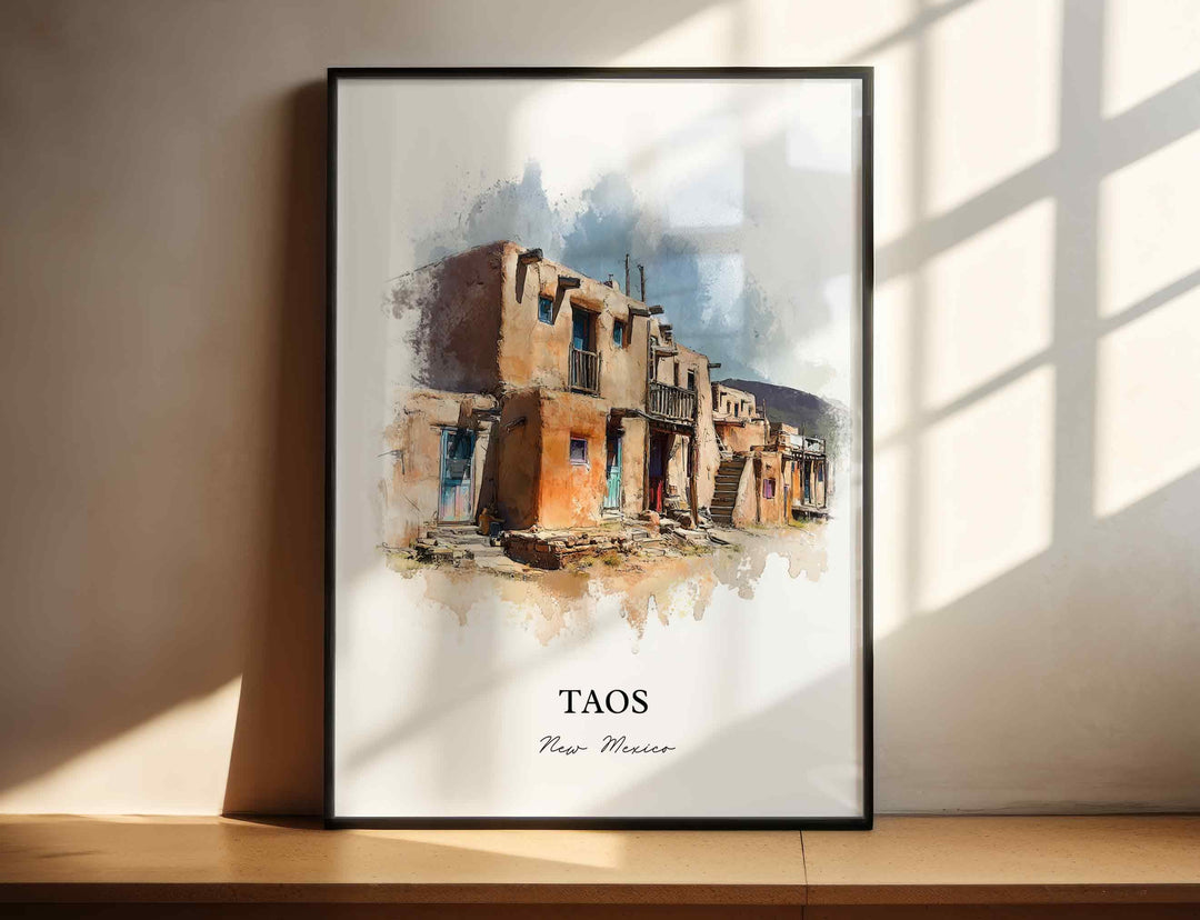 Taos, New Mexico – Watercolor Art Print