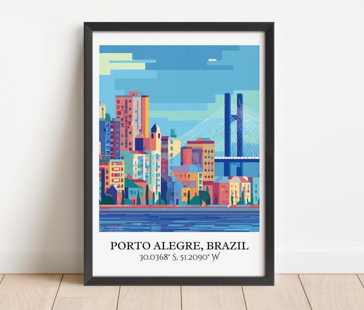 Porto Alegre Art, Brazil Retro Travel Art, Brazil Home Decor, Porto Alegre Gift, Brazil Travel Art, Travel Prints, Housewarming Gift