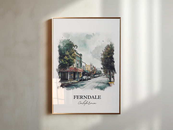 Ferndale California Wall Art, Humboldt County CA Print, Holland Watercolor, Ferndale CA Gift, Travel Print, Travel Poster, Housewarming Gift