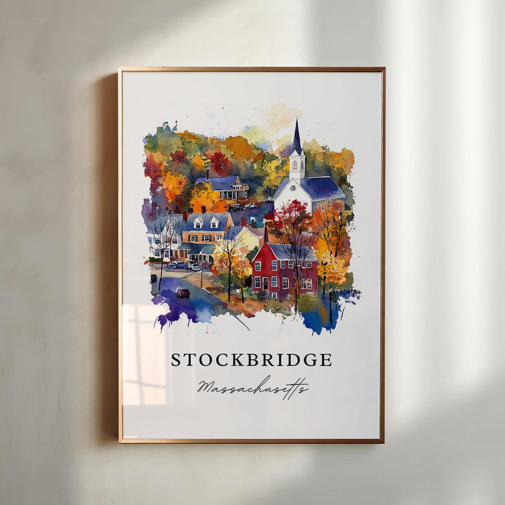 Stockbridge MA Wall Art, Stockbridge Print, Berkshires Watercolor Art, Stockbridge MA Gift,