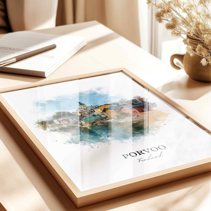 Porvoo, Finland – Watercolor Art Print