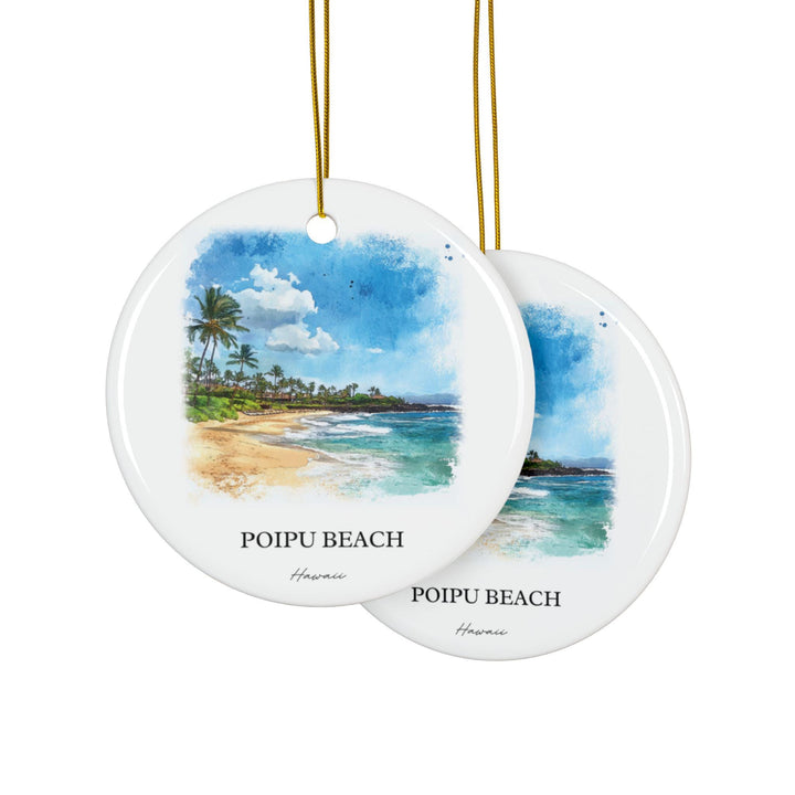 Poipu Beach Ornament: Unique Kauai Souvenir, Kauai Xmas Decor, and Authentic Poipu Beach Gift