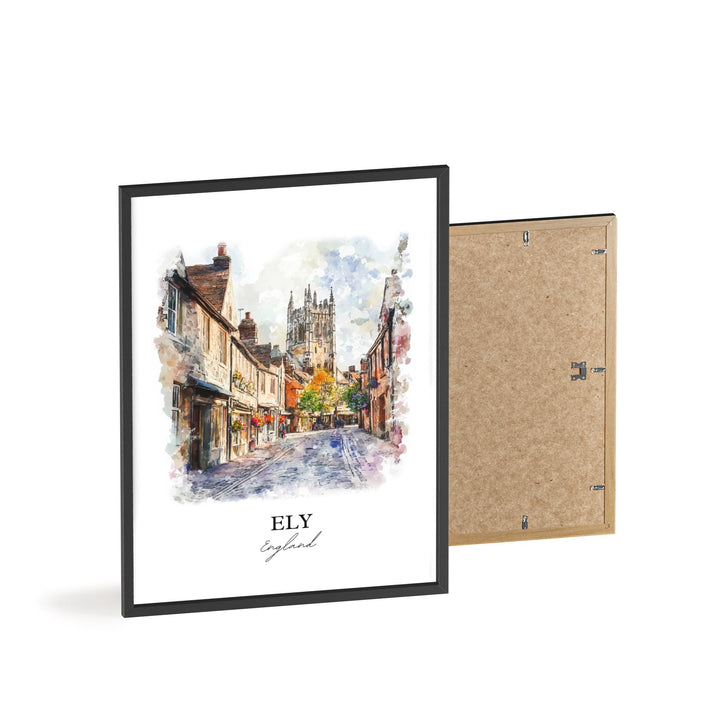 Ely England Wall Art, East Cambridgeshire Print, England Watercolor Art, Ely England Gift, Travel Print, Travel Poster, Housewarming Gift