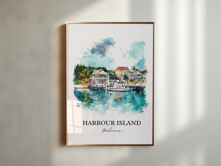 Harbour Island Wall Art, Harbour Island Print, Bahamas Watercolor Art, Harbour Island Gift, Travel Print, Travel Poster, Housewarming Gift