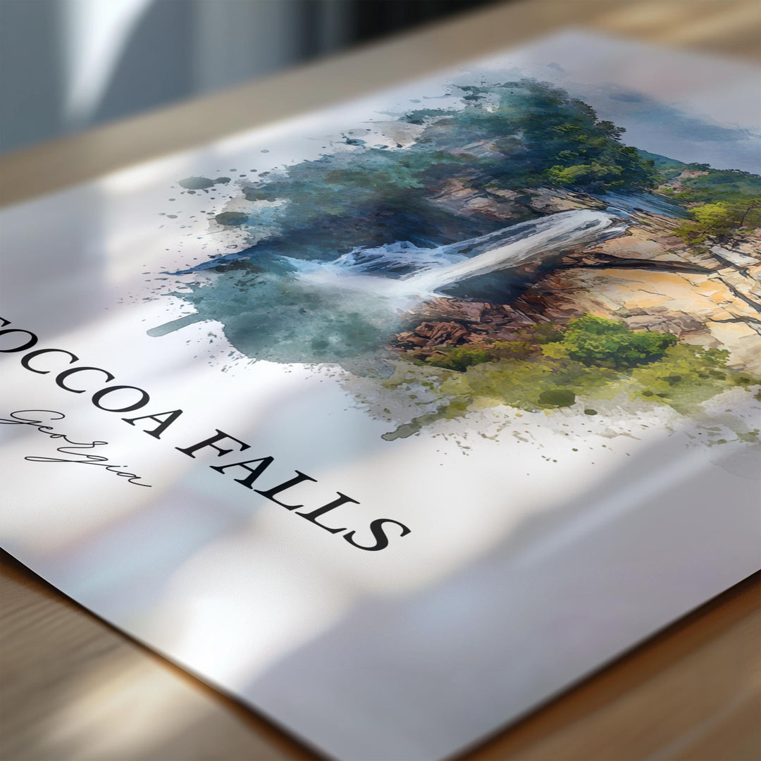 Toccoa Falls Wall Art, Stephens County Print, Georgia Watercolor Art, Toccoa Falls Gift, Travel Print, Travel Poster, Housewarming Gift