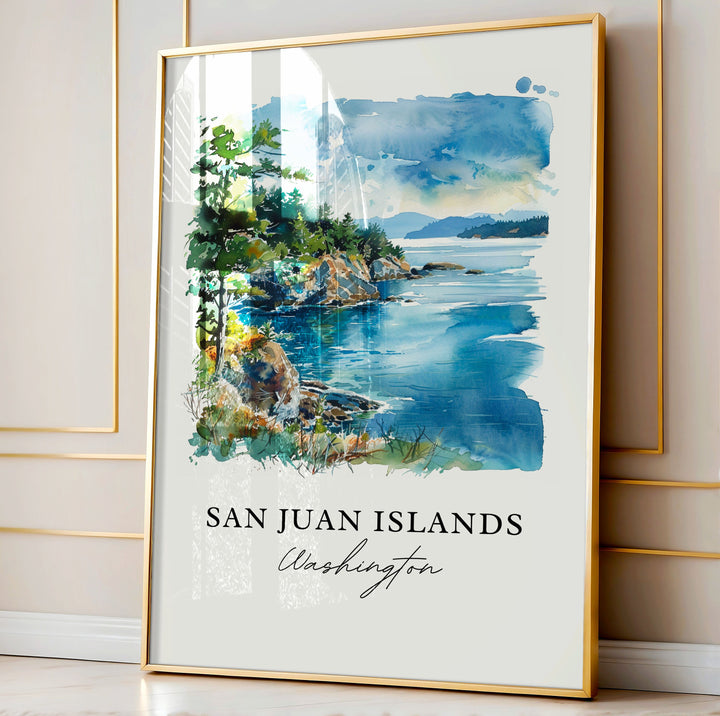 San Juan Islands WA Art, Pacific Northwest Print, Washington State Watercolor, San Juan Islands Gift, Travel Poster, Housewarming Gift