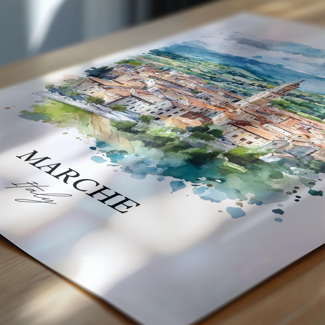 Marche Italy Wall Art, Le Marche Italia Print, Italy Watercolor Art, Marche Italy Gift, Travel Print, Travel Poster, Housewarming Gift
