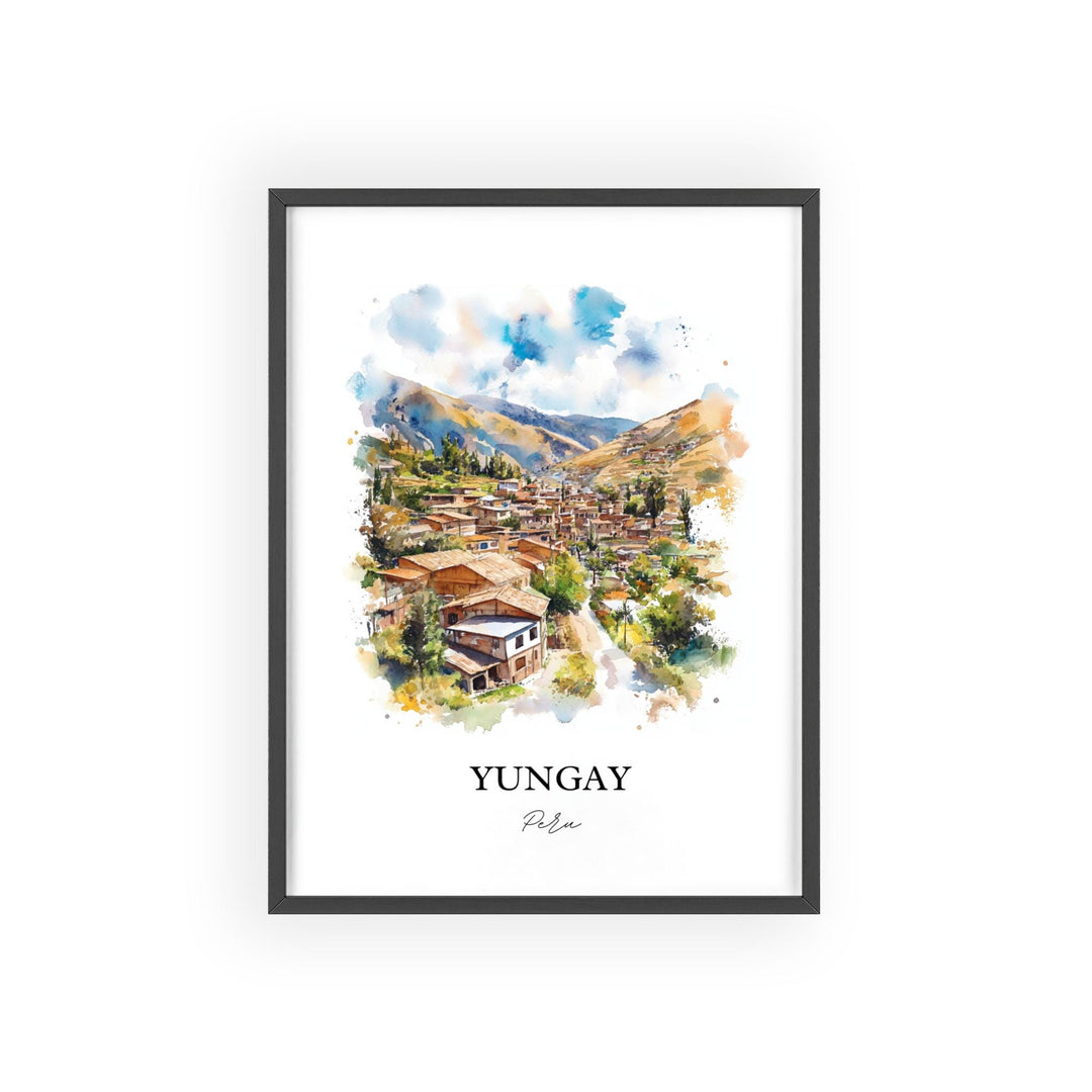 Yungay Wall Art, Ancash Region Peru Print, Peru Watercolor Art, Yungay Peru Gift, Travel Print, Travel Poster, Housewarming Gift