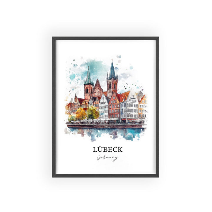 Lübeck Germany Wall Art, Lubeck Print, Germany Watercolor Art, Lübeck Gift, Travel Print, Travel Poster, Housewarming Gift