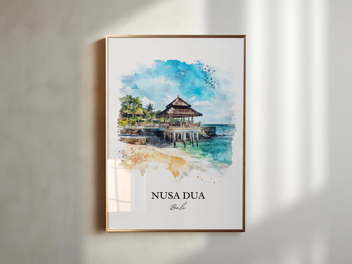 Nusa Dua Wall Art, Bali Beach Print, Bali Watercolor Art, Nusa Dua Bali Gift, Travel Print, Travel Poster, Housewarming Gift