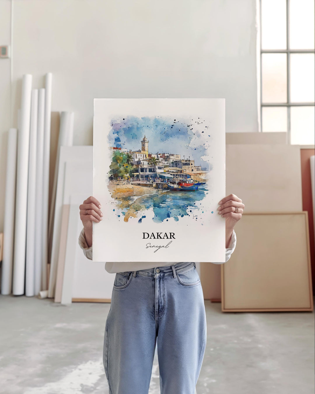 Dakar Wall Art, Senegal Print, Senegal Watercolor Art, Dakar Senegal Gift, Travel Print, Travel Poster, Housewarming Gift