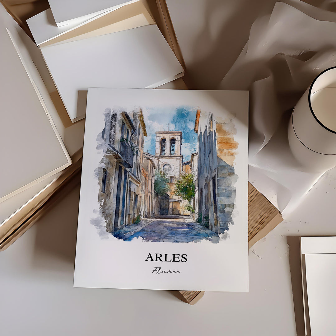 Arles France Wall Art, Provence Region Print, France Watercolor Art, Arles France Gift, Travel Print, Travel Poster, Housewarming Gift
