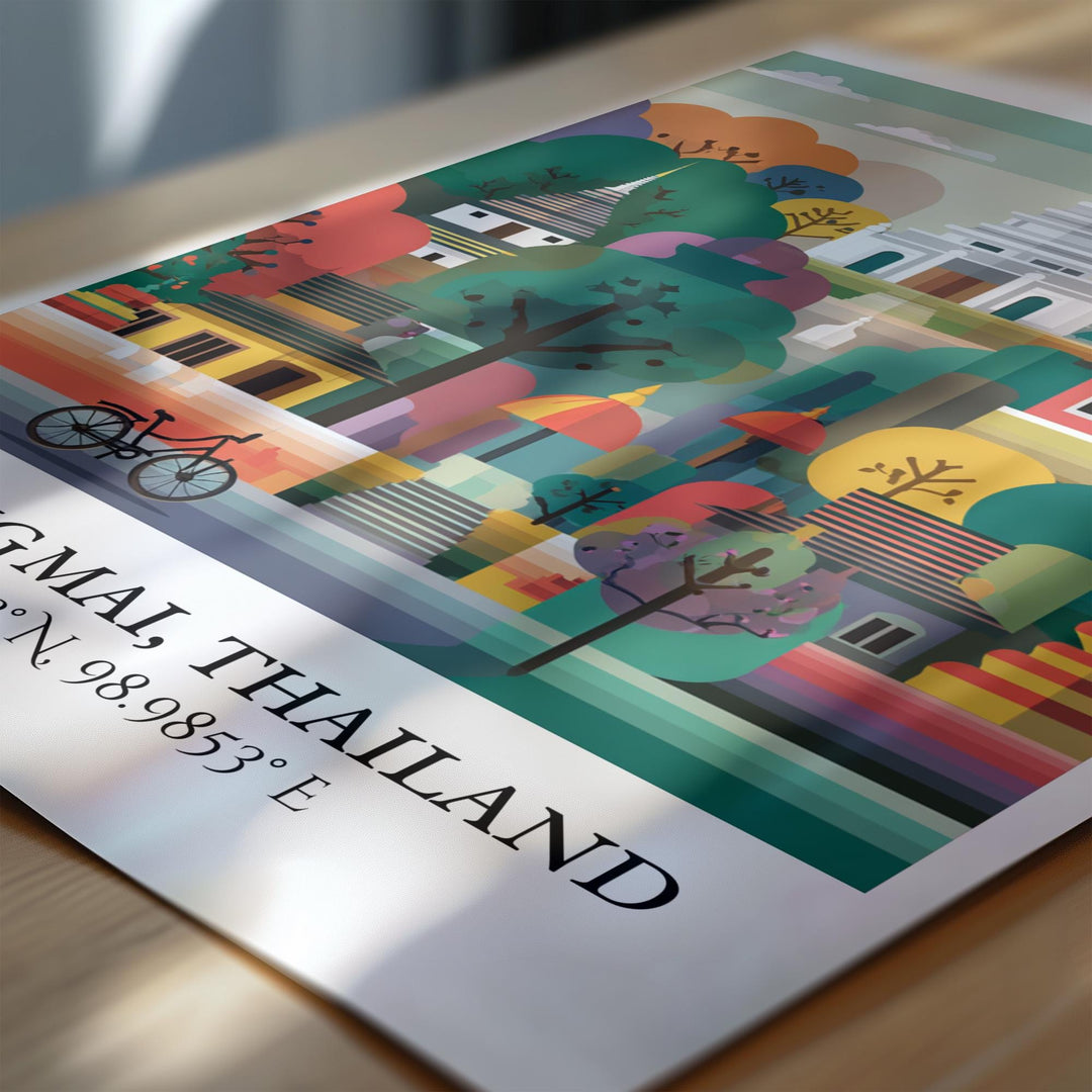 Chiang Mai Art, Chiang Mai Retro Travel Art, Chiang Mai Home Decor, Chiang Mai Gift, Thailand Travel Art, Travel Prints, Housewarming Gift