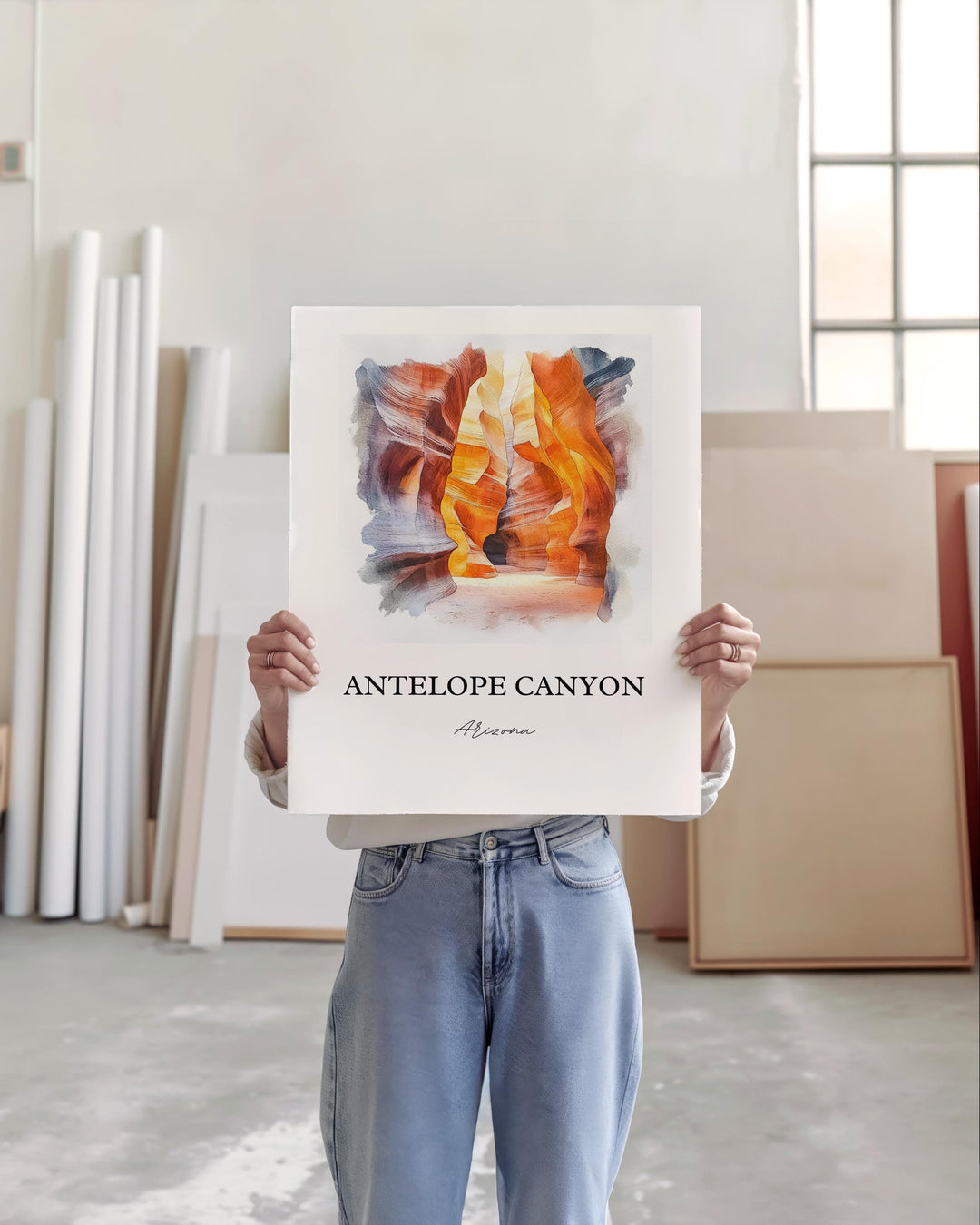 Antelope Canyon Art, Lechee Arizona Print, Antelope AZ Watercolor Art, Antelope Canyon Gift, Travel Print, Travel Poster, Housewarming Gift