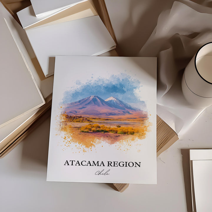 Atacama Region Wall Art, Atacama Print, Atacama Watercolor Art, Atacama Chile Gift, Chile Travel Print, Travel Poster, Housewarming Gift