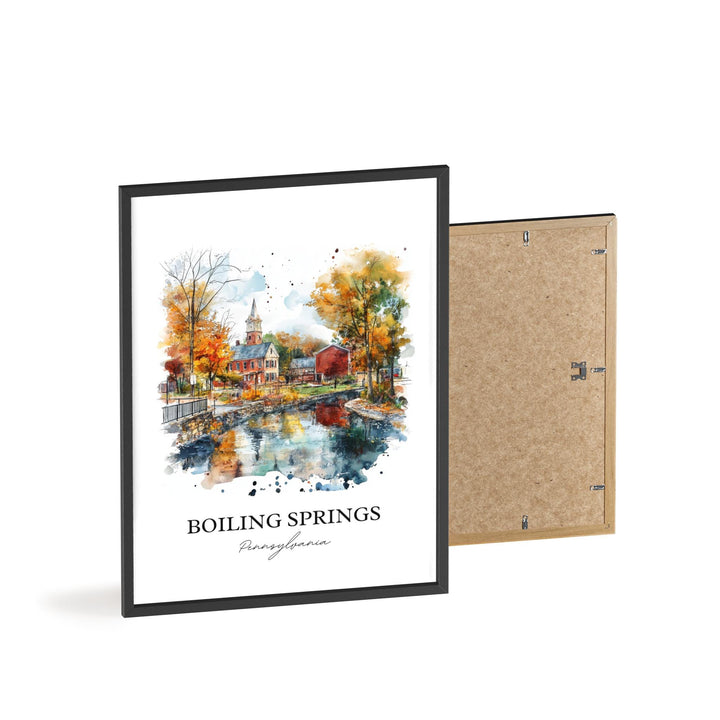 Boiling Springs PA Wall Art, Cumberland County Print, PA Watercolor, Boiling Springs Gift, Travel Print, Travel Poster, Housewarming Gift