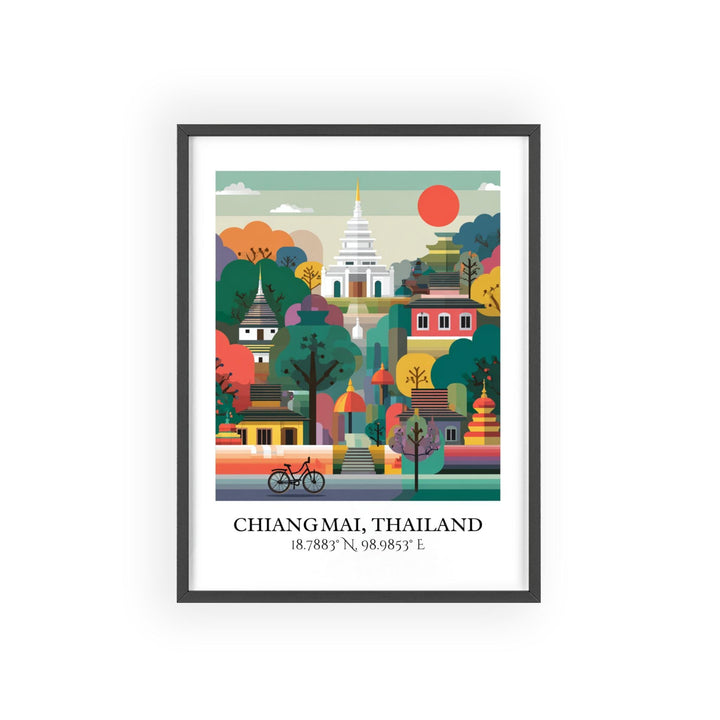 Chiang Mai Art, Chiang Mai Retro Travel Art, Chiang Mai Home Decor, Chiang Mai Gift, Thailand Travel Art, Travel Prints, Housewarming Gift