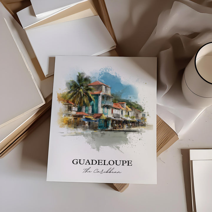 Guadeloupe Wall Art, Guadeloupe Print, Caribbean Watercolor Art, Guadeloupe Gift, Travel Print, Travel Poster, Housewarming Gift