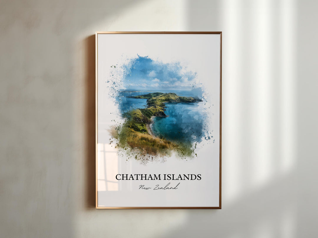 Chatham Islands Wall Art, New Zealand Print, New Zealand Watercolor Art, Chatham Island Gift, Travel Print, Travel Poster, Housewarming Gift