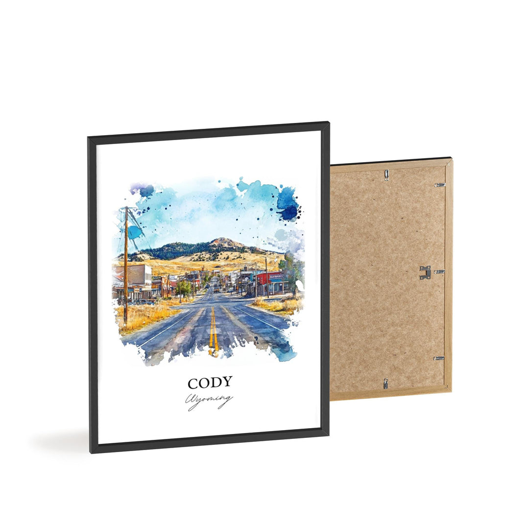 Cody Wyoming Wall Art, Cody WY Print, Wyoming Watercolor Art, Cody Wyoming Gift, Travel Print, Travel Poster, Housewarming Gift
