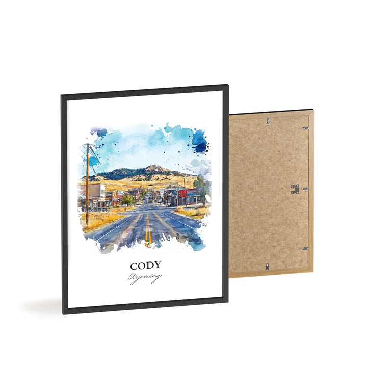 Cody Wyoming Wall Art, Cody WY Print, Wyoming Watercolor Art, Cody Wyoming Gift, Travel Print, Travel Poster, Housewarming Gift