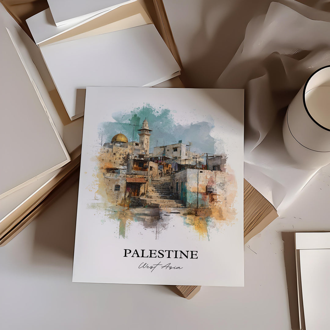Palestine Wall Art, Palestine Print, Palestine Watercolor Art, Palestine Gift, Travel Print, Travel Poster, Housewarming Gift