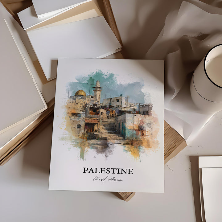 Palestine Wall Art, Palestine Print, Palestine Watercolor Art, Palestine Gift, Travel Print, Travel Poster, Housewarming Gift