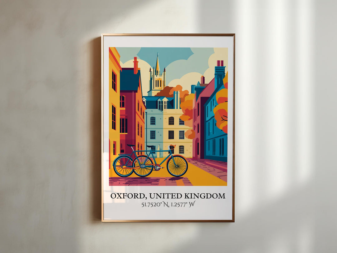 Oxford UK Art, Oxford UK Retro Travel Art, Oxford UK Home Decor, England Gift, England Travel Art, Travel Prints, Housewarming Gift