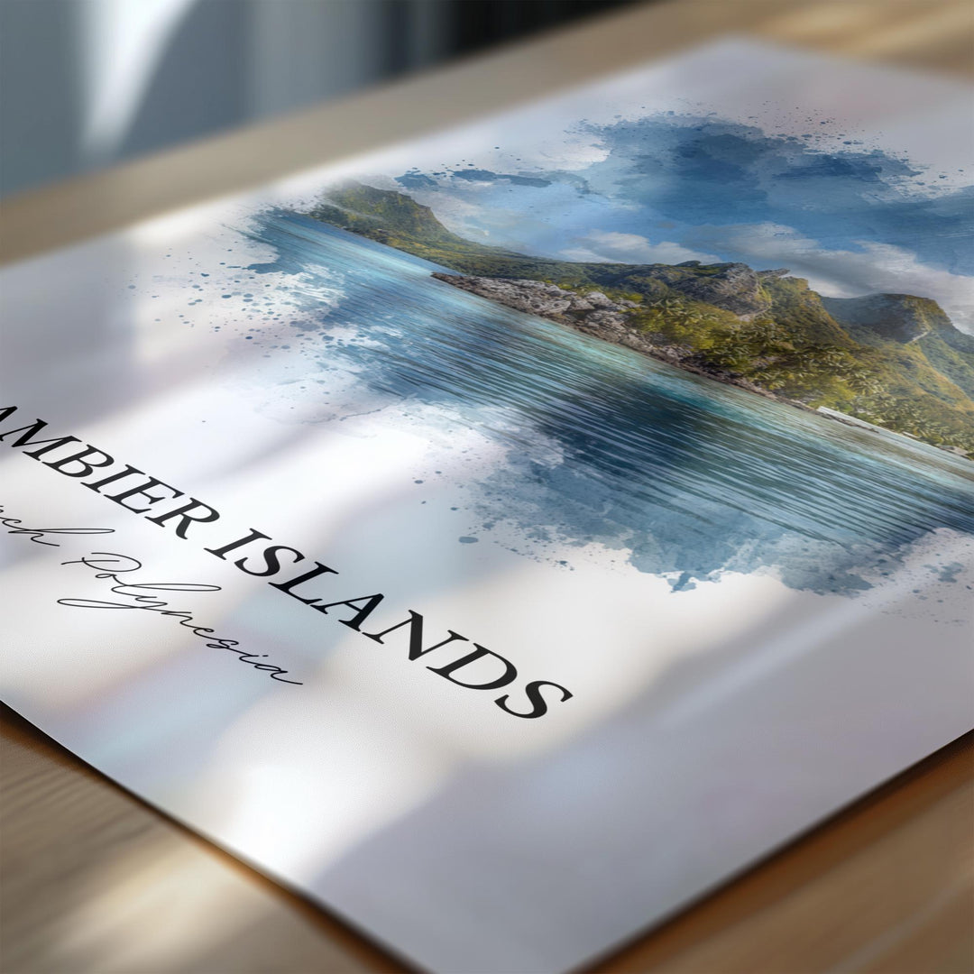 Gambier Islands Wall Art, Polynesia Print, French Polynesia Artwork, Gambier Islands Gift, Travel Print, Travel Poster, Housewarming Gift