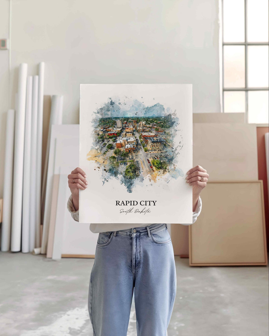Rapid City, South Dakota – Watercolor Art Print