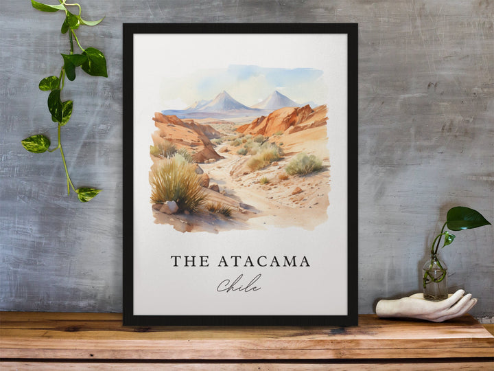Atacama Desert traditional travel art - Chile, The Atacama poster, Wedding gift, Birthday present, Custom Text, Personalized Gift