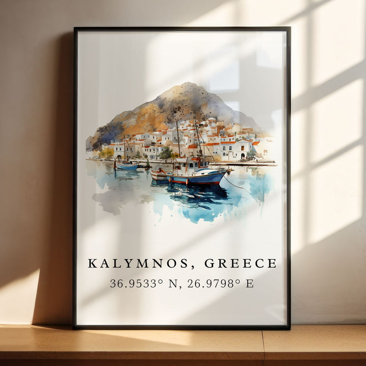 Kalymnos Greece wall art - Greece, Kalymnos poster, Kalymnos Wedding gift, Birthday present, Custom Text, Personalised Gift