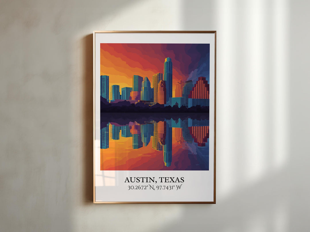 Austin Texas Art, Austin Retro Travel Art, Austin Texas Home Decor, Austin Texas Gift, Texas Travel Art, Travel Prints, Housewarming Gift