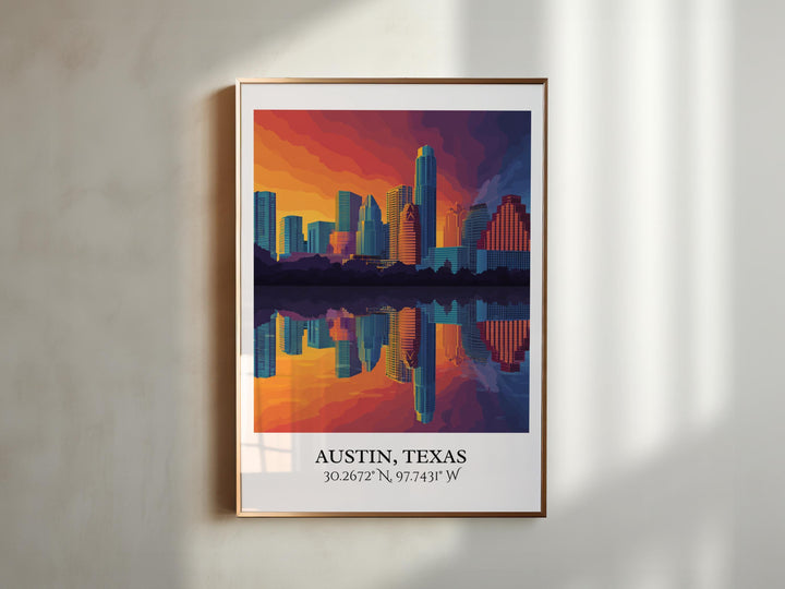 Austin Texas Art, Austin Retro Travel Art, Austin Texas Home Decor, Austin Texas Gift, Texas Travel Art, Travel Prints, Housewarming Gift